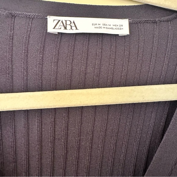 Zara SS20 Ribbed Knit Midi Dress Gold Buttons Navy Blue - Picture 9 of 11